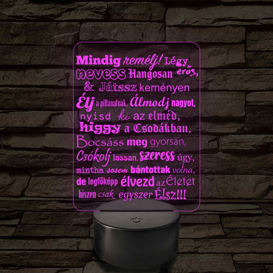 Életfilozófia – 7 színű, színváltós LED lámpa