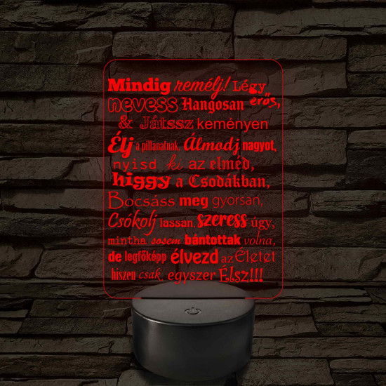 Életfilozófia – 7 színű, színváltós LED lámpa