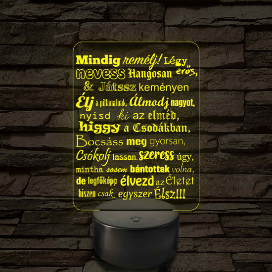 Életfilozófia – 7 színű, színváltós LED lámpa