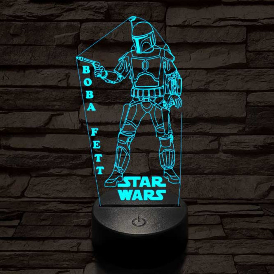 Boba Fett 7 színű led lámpa 
