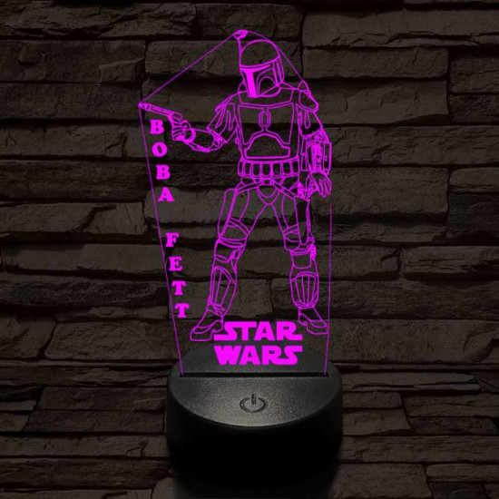 Boba Fett 7 színű led lámpa 