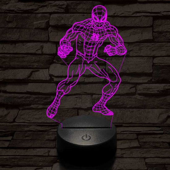 Támadó pókember 7 színű 3D led lámpa