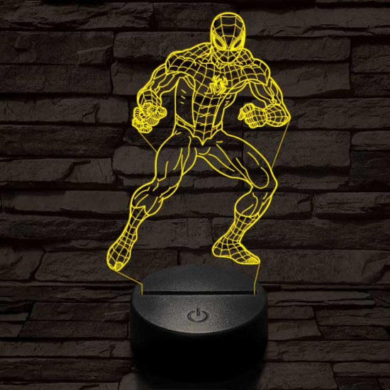 Támadó pókember 7 színű 3D led lámpa