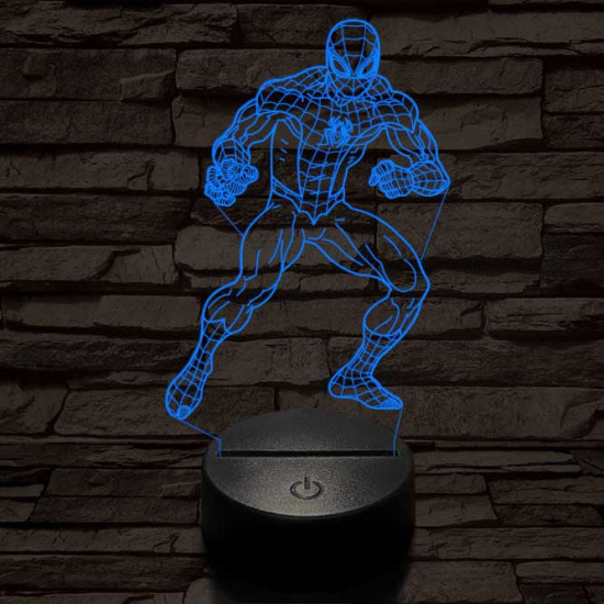 Támadó pókember 7 színű 3D led lámpa
