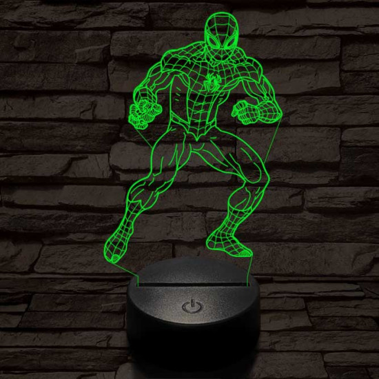 Támadó pókember 7 színű 3D led lámpa