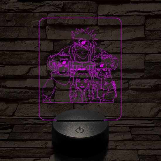 Naruto-csoport 7 színű 3D led lámpa