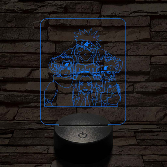 Naruto-csoport 7 színű 3D led lámpa