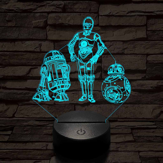 R2D2-Aranyember-BB8 színű 3D led lámpa
