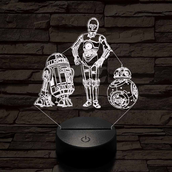 R2D2-Aranyember-BB8 színű 3D led lámpa