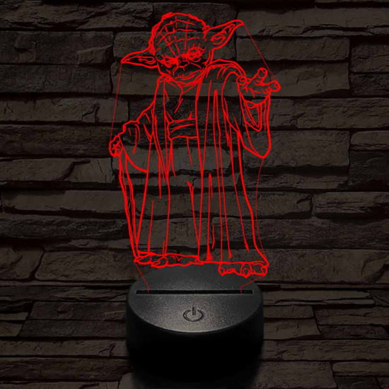 Yoda 7 színű  3D led lámpa