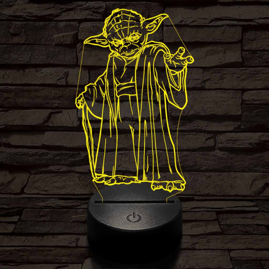 Yoda 7 színű  3D led lámpa