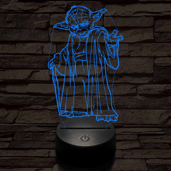 Yoda 7 színű  3D led lámpa