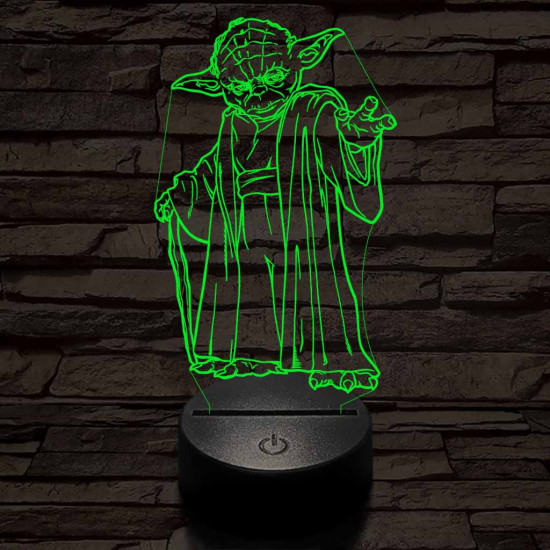 Yoda 7 színű  3D led lámpa