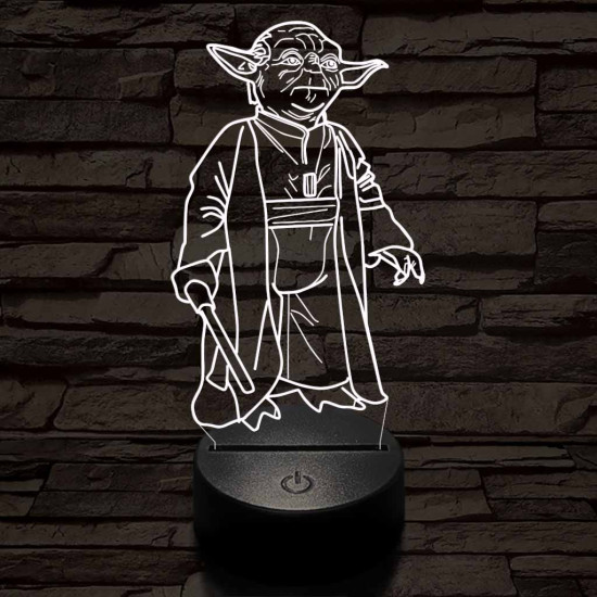 Yoda a mester 7 színű  3D led lámpa