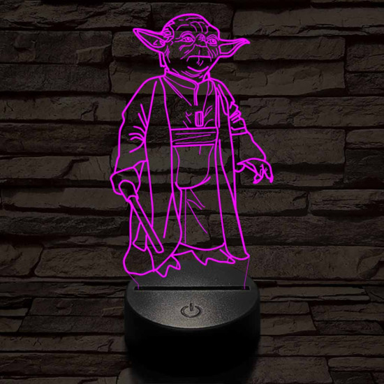 Yoda a mester 7 színű  3D led lámpa