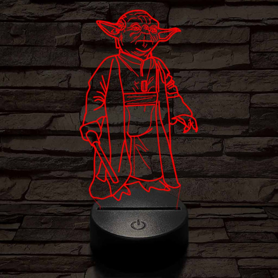 Yoda a mester 7 színű  3D led lámpa