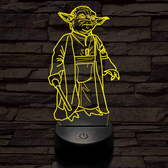 Yoda a mester 7 színű  3D led lámpa