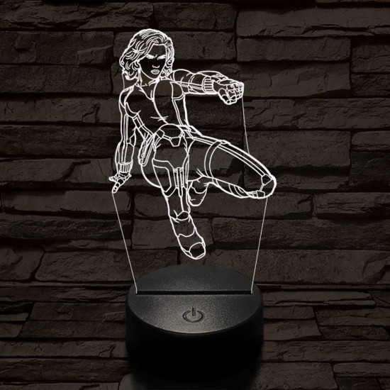 Fekete özvegy 7 színű 3D led lámpa