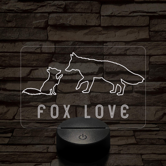 Fox love 7 színű  3D led lámpa