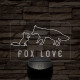 Fox love 7 színű  3D led lámpa