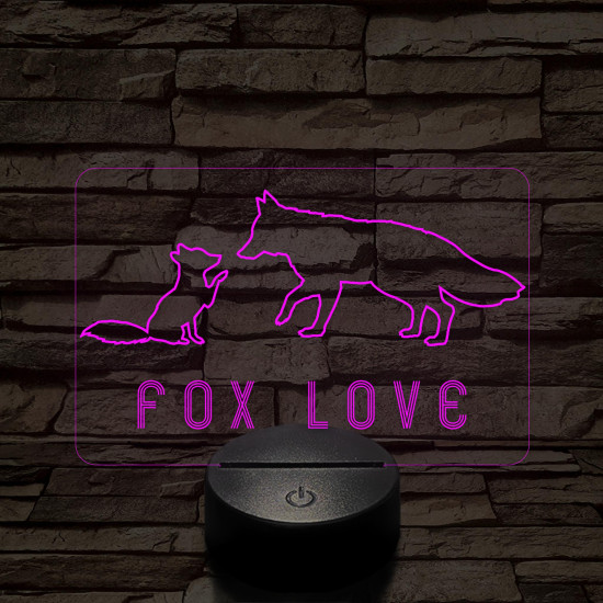 Fox love 7 színű  3D led lámpa