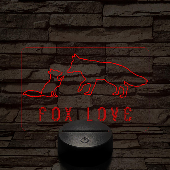 Fox love 7 színű  3D led lámpa
