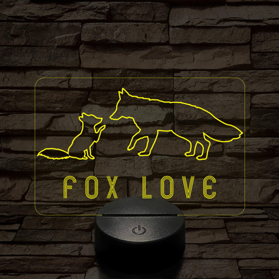 Fox love 7 színű  3D led lámpa
