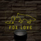 Fox love 7 színű  3D led lámpa