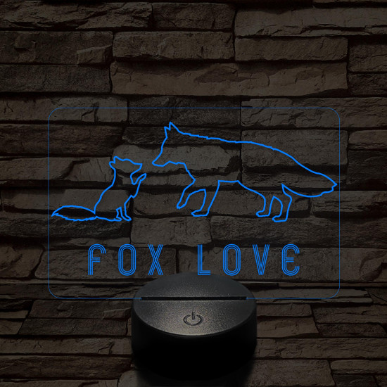 Fox love 7 színű  3D led lámpa