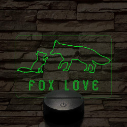 Fox love 7 színű  3D led lámpa