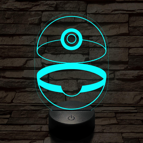 Kinyílt Pokémon labda 7 színű 3D led lámpa