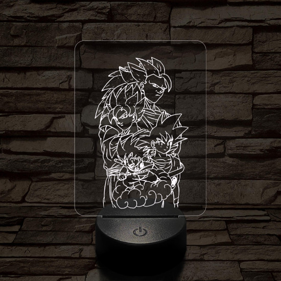 Songoku átalakulás 7 színű 3D led lámpa