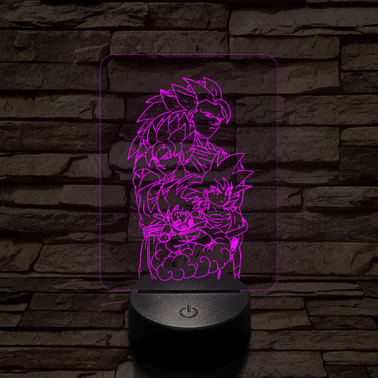 Songoku átalakulás 7 színű 3D led lámpa