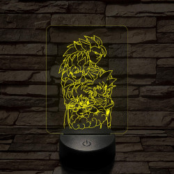 Songoku átalakulás 7 színű 3D led lámpa