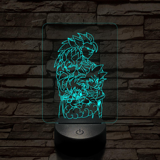 Songoku átalakulás 7 színű 3D led lámpa