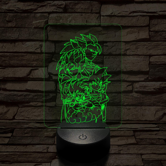 Songoku átalakulás 7 színű 3D led lámpa