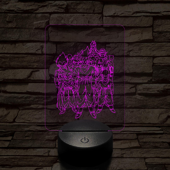 Dragon Ball Z harcosok 7 színű 3D led lámpa