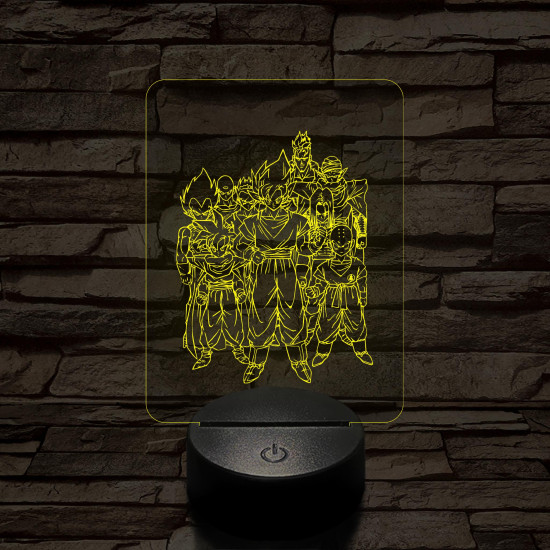 Dragon Ball Z harcosok 7 színű 3D led lámpa