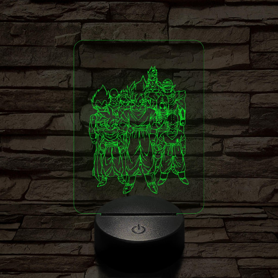 Dragon Ball Z harcosok 7 színű 3D led lámpa