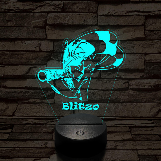 Helluva Boss mérges Blitzø 7 színű 3D led lámpa