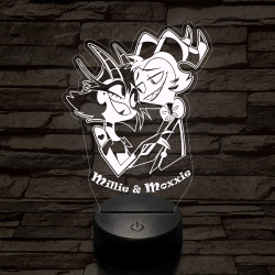 Helluva Boss Millie & Moxxie 7 színű 3D led lámpa