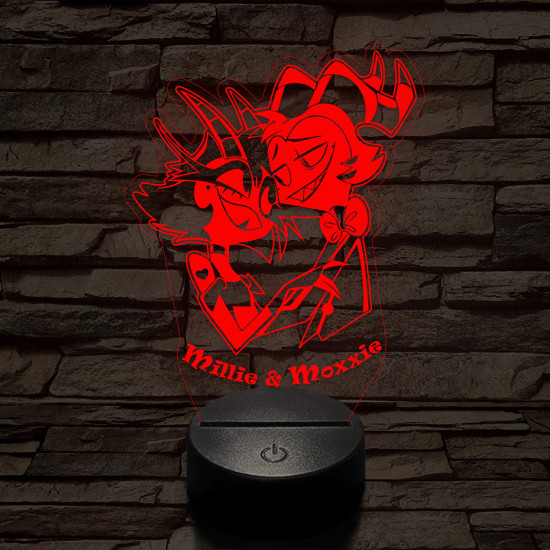 Helluva Boss Millie & Moxxie 7 színű 3D led lámpa