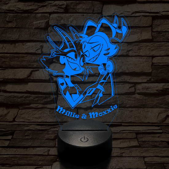 Helluva Boss Millie & Moxxie 7 színű 3D led lámpa
