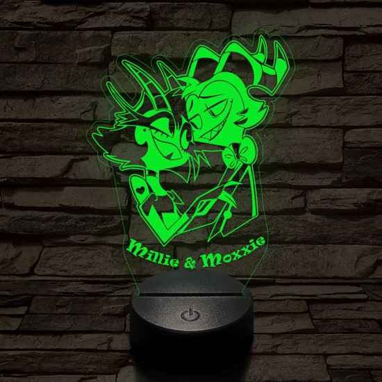 Helluva Boss Millie & Moxxie 7 színű 3D led lámpa