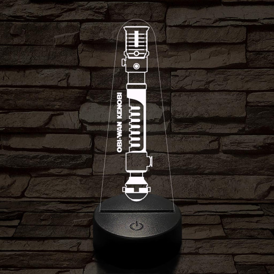 Obi-Wan Kenobi régi fénykardja 7 színű 3D led lámpa