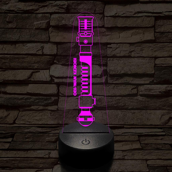 Obi-Wan Kenobi régi fénykardja 7 színű 3D led lámpa