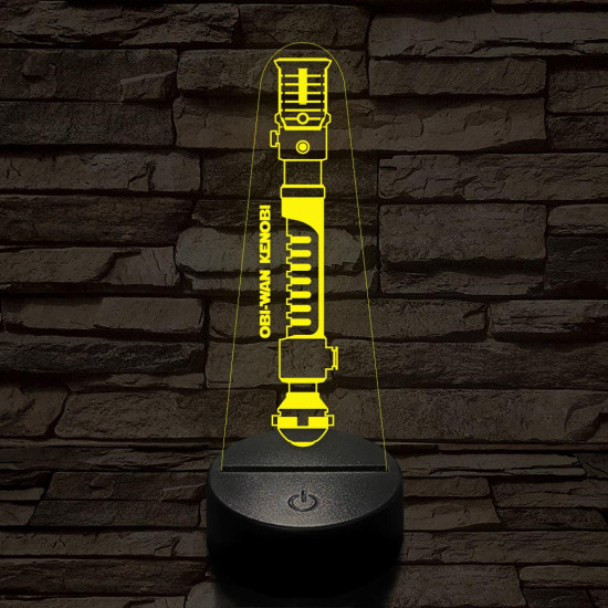 Obi-Wan Kenobi régi fénykardja 7 színű 3D led lámpa