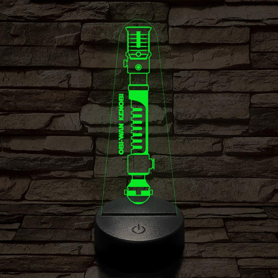Obi-Wan Kenobi régi fénykardja 7 színű 3D led lámpa