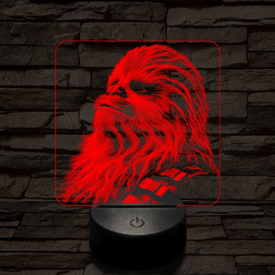 Büszke vuki 7 színű valósághű 3D led lámpa