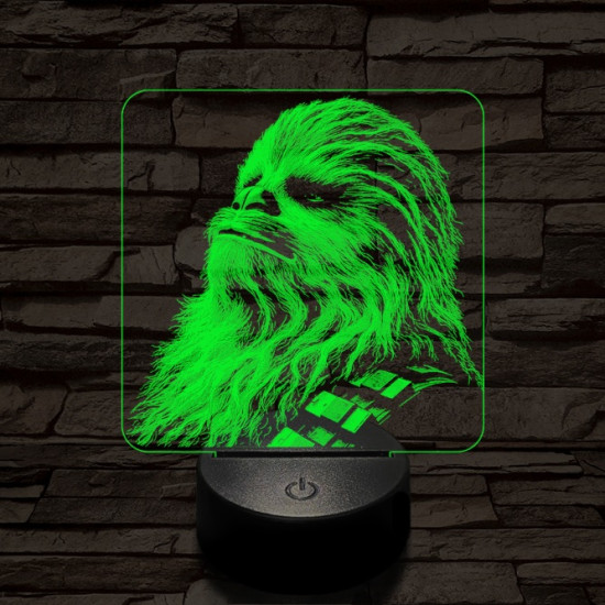 Büszke vuki 7 színű valósághű 3D led lámpa